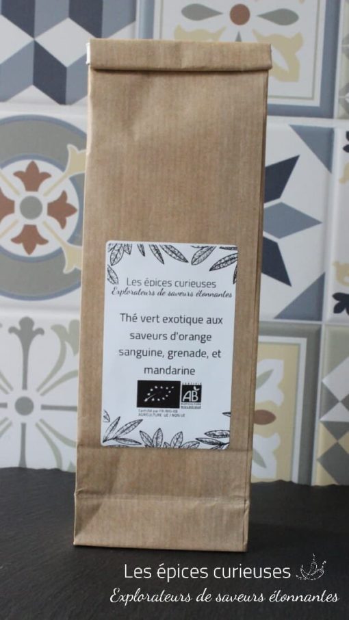 Thé vert exotique aux saveurs d'orange sanguine, grenade, et mandarine - Les épices curieuses