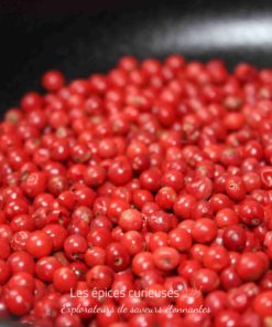 Graines de poivre rose, épice colorée et aromatique pour relever vos plats avec une touche exotique et parfumée.