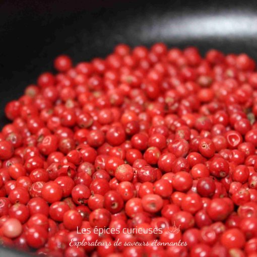 Graines de poivre rose, épice colorée et aromatique pour relever vos plats avec une touche exotique et parfumée.