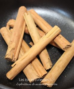Bâtons de cannelle dans une poêle, parfaits pour infuser saveur et arôme aux plats et boissons chaudes.