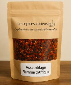 Sachet d'épices Flamme d’Afrique, mélange coloré pour sublimer vos plats avec des saveurs exotiques.