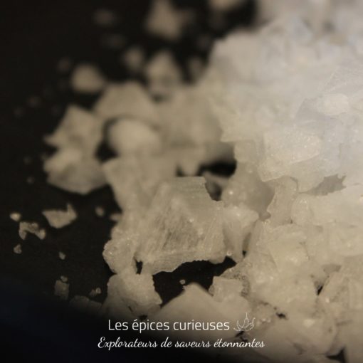 Sel en gros plan avec texture cristalline, parfait pour cuisine gourmet ou présentation gastronomique.