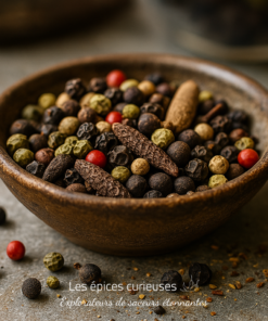 Bol de poivres multicolores pour épicer vos plats et enrichir votre cuisine gourmande.