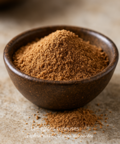 Bol de cannelle moulue sur une table. Parfait pour des recettes sucrées et aromatiques.