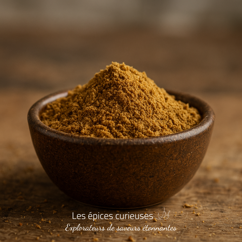 Cumin en poudre Bol de poudre de cannelle bio posé sur une table en bois rustique pour cuisine et recettes saines.
