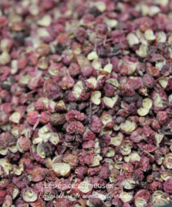 Gros plan sur des grains de poivre du Sichuan séchés, épice aromatique populaire en cuisine asiatique et saveurs épicées.