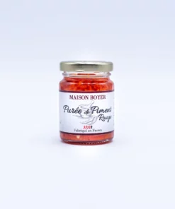 Pot de purée de piment rouge épicée Maison Boyer, fabriqué en France. Idéal pour relever vos plats.