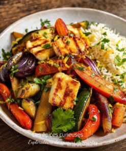 Nappez des légumes rôtis et du halloumi grillé avec un peu de Sauce Piquante Yuzu, puis servez avec du riz et des herbes fraîches. Un plat simple, vif et gourmand, prêt en semaine.