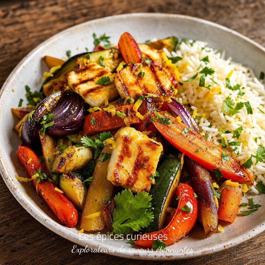 Nappez des légumes rôtis et du halloumi grillé avec un peu de Sauce Piquante Yuzu, puis servez avec du riz et des herbes fraîches. Un plat simple, vif et gourmand, prêt en semaine. Nappez des légumes rôtis et du halloumi grillé avec un peu de Sauce Piquante Yuzu, puis servez avec du riz et des herbes fraîches. Un plat simple, vif et gourmand, prêt en semaine.