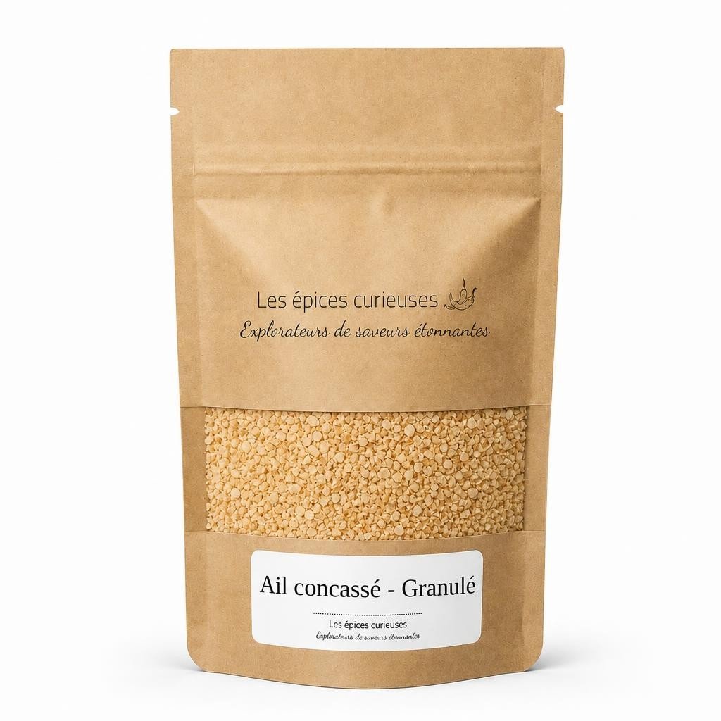 Ail concassé – Granulé – Packaging – Les Épices Curieuses Ail concassé - Granulé - Packaging - Les Épices Curieuses