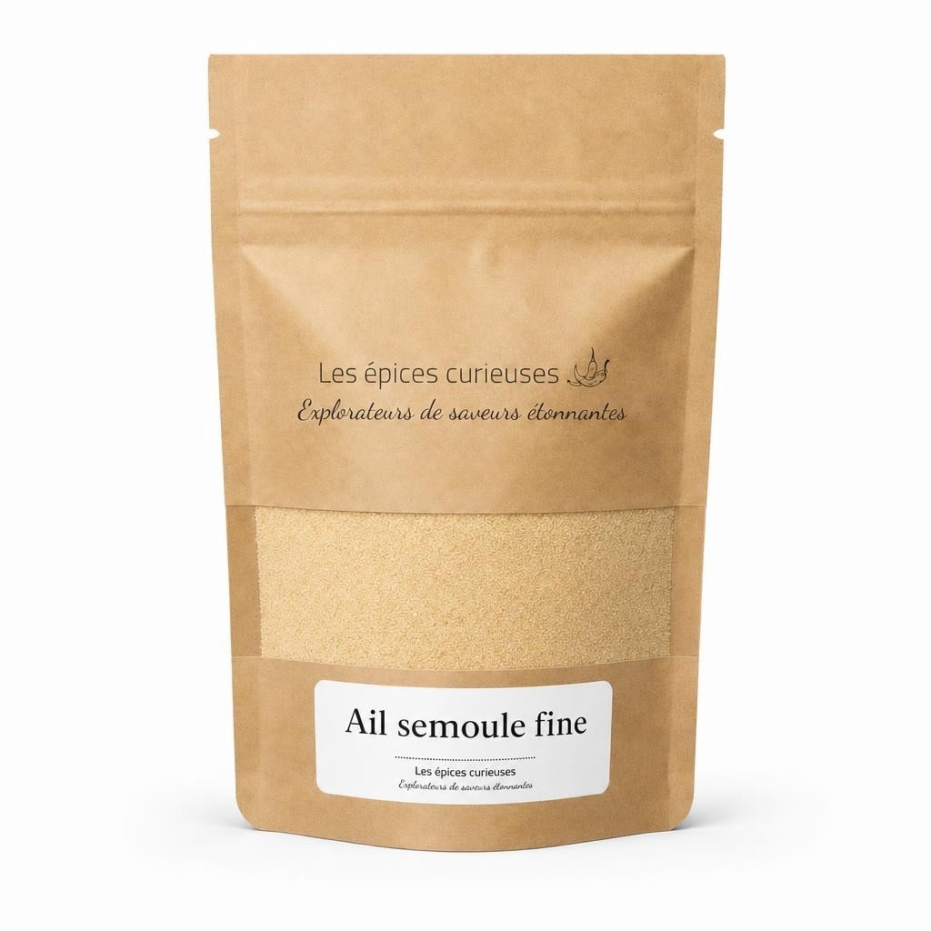 Ail semoule fine – Packaging – Les Épices Curieuses Ail semoule fine - Packaging - Les Épices Curieuses