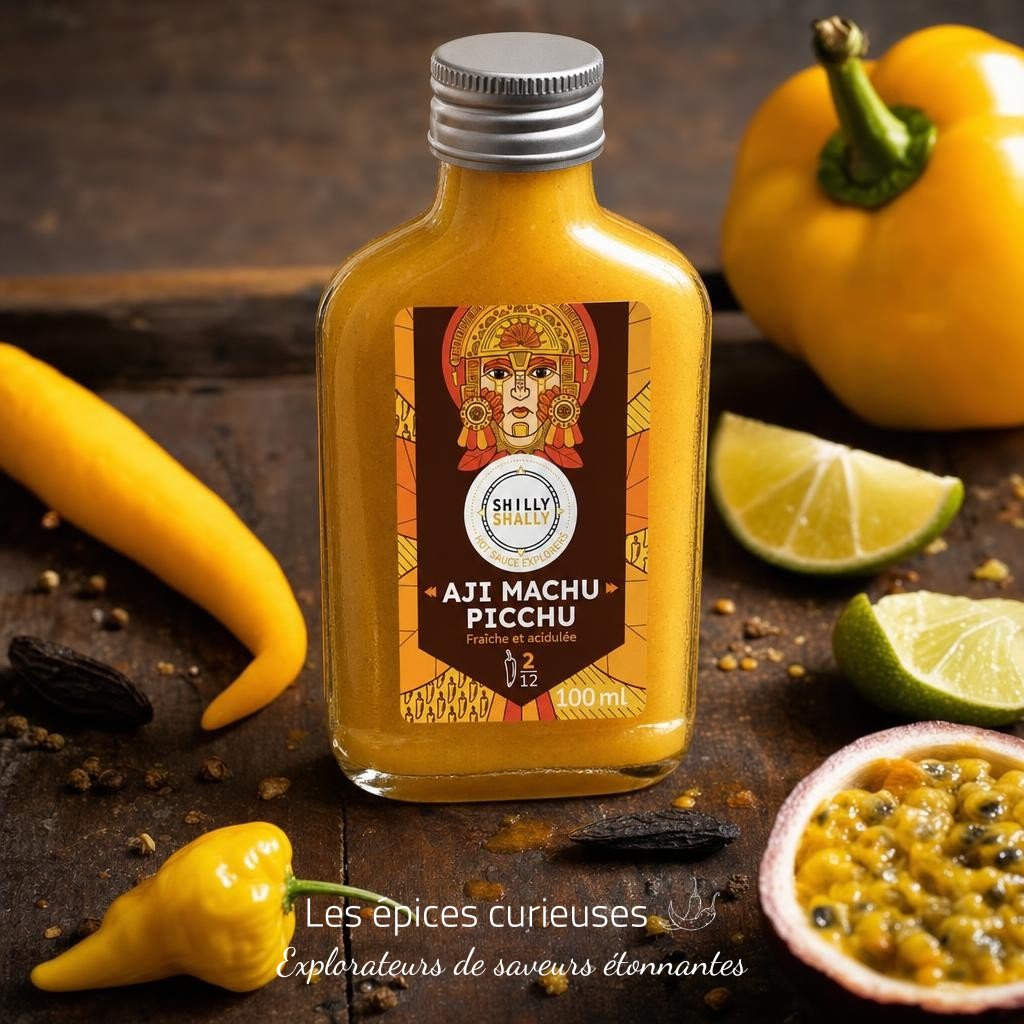 Aji Machu Picchu – Force 2/12 – 100ml – douce et fruitée – Les Épices Curieuses Aji Machu Picchu - Force 2/12 - 100ml - douce et fruitée - Les Épices Curieuses