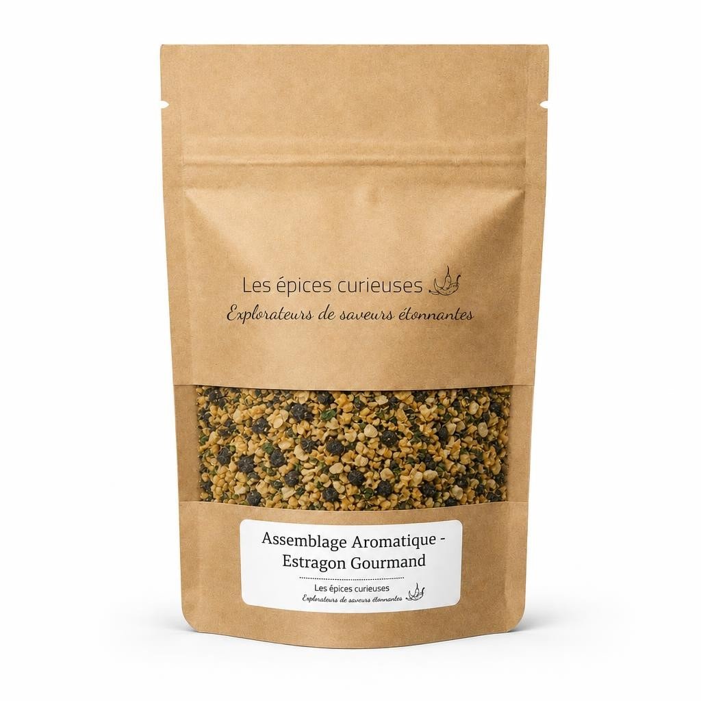 Assemblage Aromatique – Estragon Gourmand – Packaging – Les Épices Curieuses Assemblage Aromatique - Estragon Gourmand - Packaging - Les Épices Curieuses