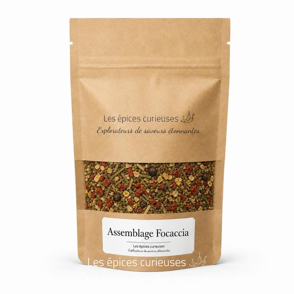 Assemblage Focaccia – Packaging – Les Épices Curieuses Assemblage Focaccia - Packaging - Les Épices Curieuses