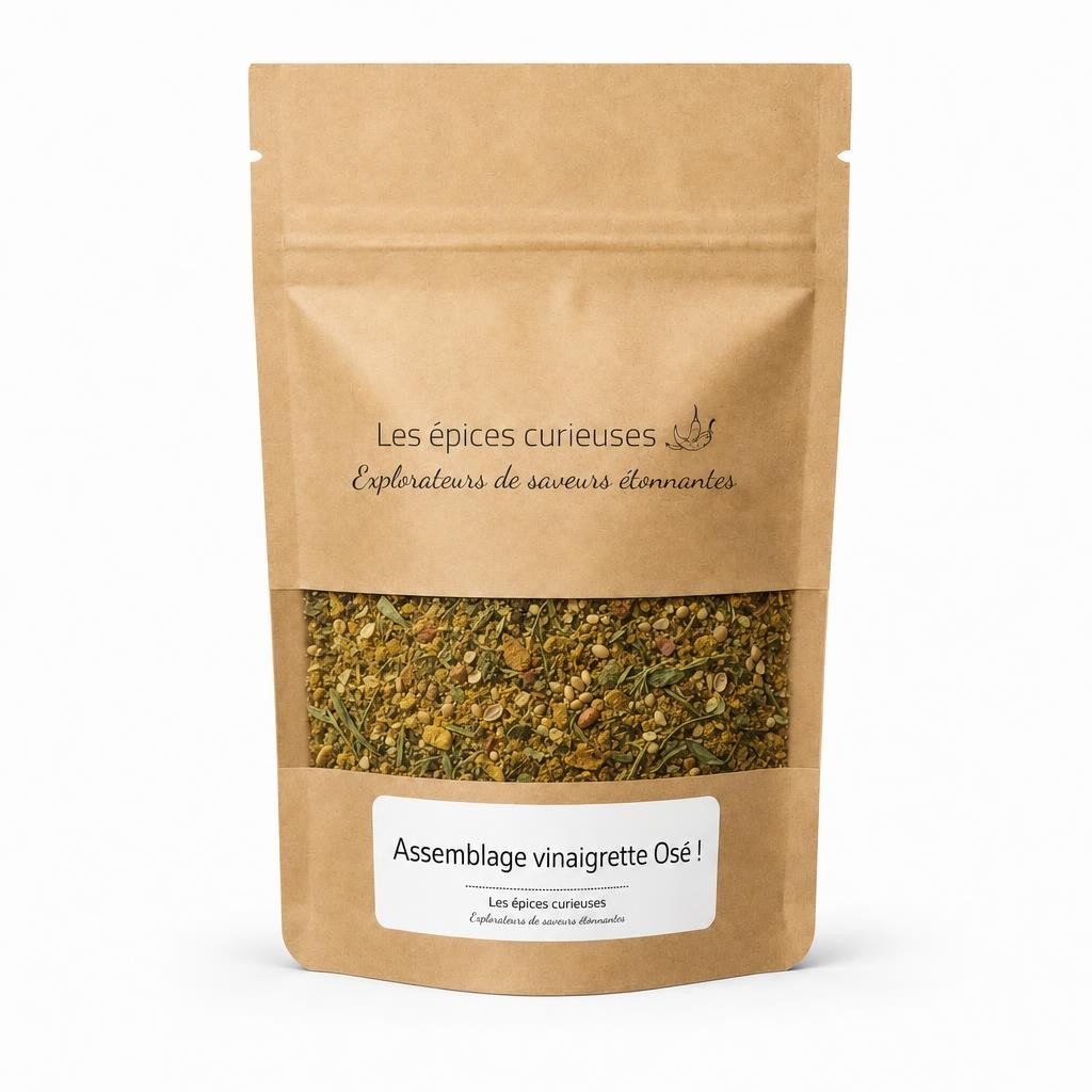Assemblage vinaigrette Osé ! – Packaging – Les Épices Curieuses Assemblage vinaigrette Osé ! - Packaging - Les Épices Curieuses