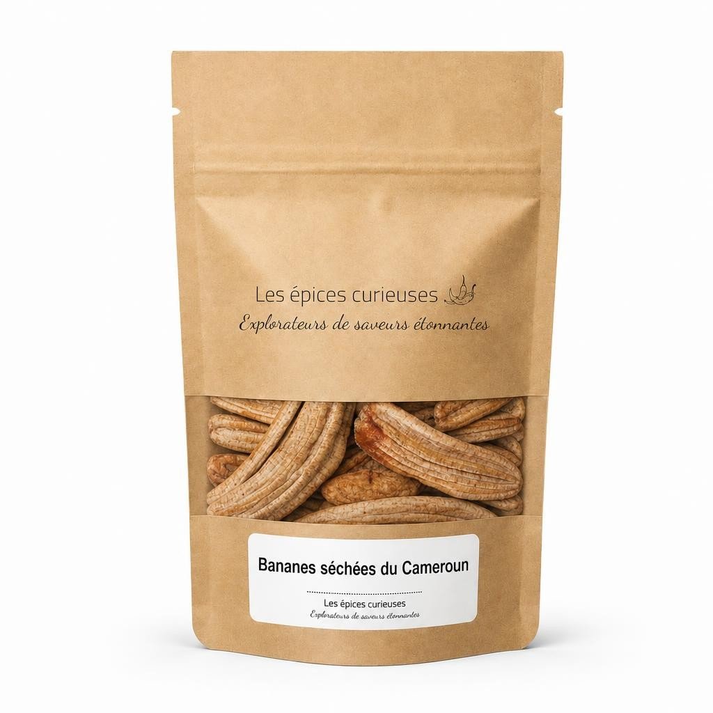 Bananes séchées du Cameroun – Packaging – Les Épices Curieuses Bananes séchées du Cameroun - Packaging - Les Épices Curieuses