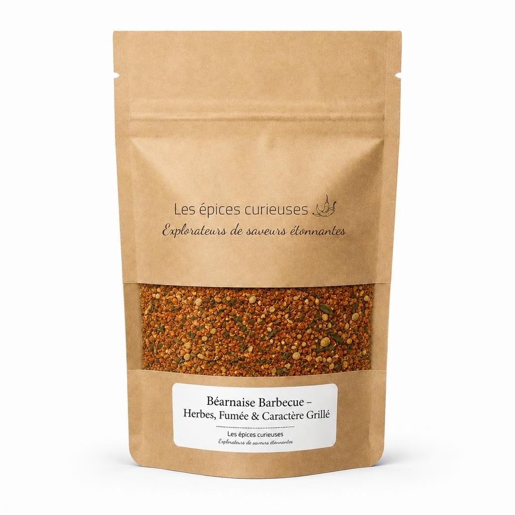 Béarnaise Barbecue – Herbes, Fumée & Caractère Grillé – Packaging – Les Épices Curieuses Béarnaise Barbecue – Herbes, Fumée & Caractère Grillé - Packaging - Les Épices Curieuses