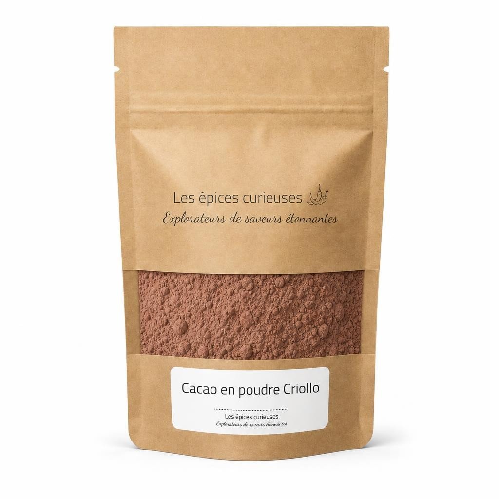 Cacao en poudre Criollo – Packaging – Les Épices Curieuses Cacao en poudre Criollo - Packaging - Les Épices Curieuses