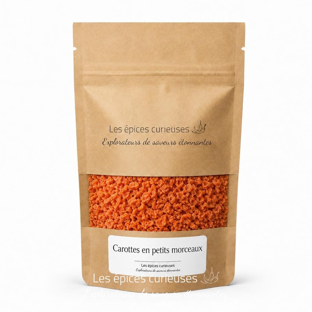 Carottes en petits morceaux – Packaging – Les Épices Curieuses Carottes en petits morceaux - Packaging - Les Épices Curieuses