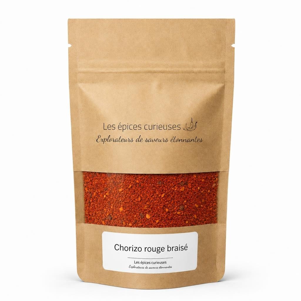 Chorizo rouge braisé – Packaging – Les Épices Curieuses Chorizo rouge braisé - Packaging - Les Épices Curieuses