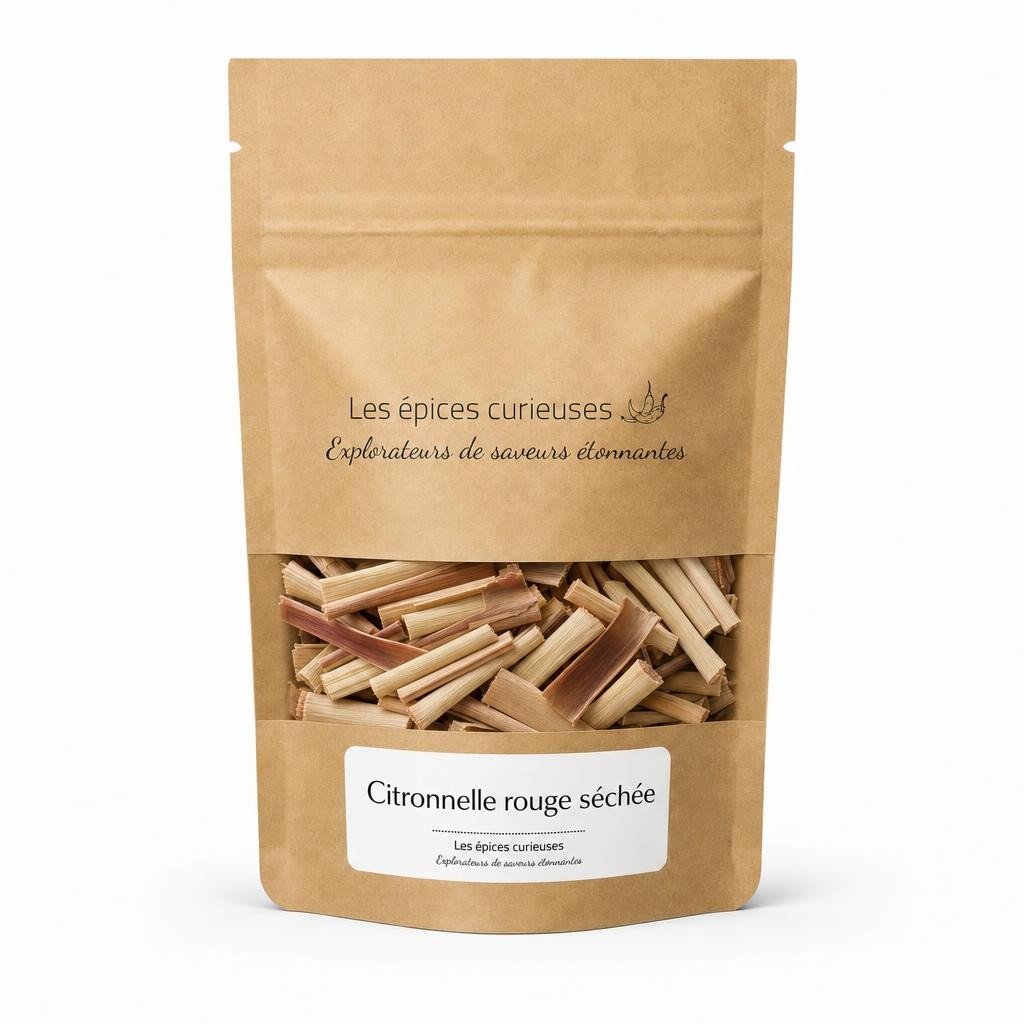 Citronnelle rouge séchée – Packaging – Les Épices Curieuses Citronnelle rouge séchée - Packaging - Les Épices Curieuses