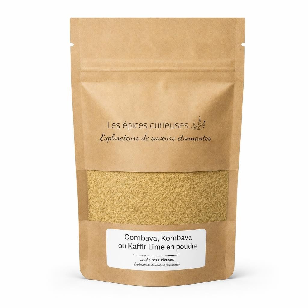 Combava, Kombava ou Kaffir Lime en poudre – Packaging – Les Épices Curieuses Combava, Kombava ou Kaffir Lime en poudre - Packaging - Les Épices Curieuses
