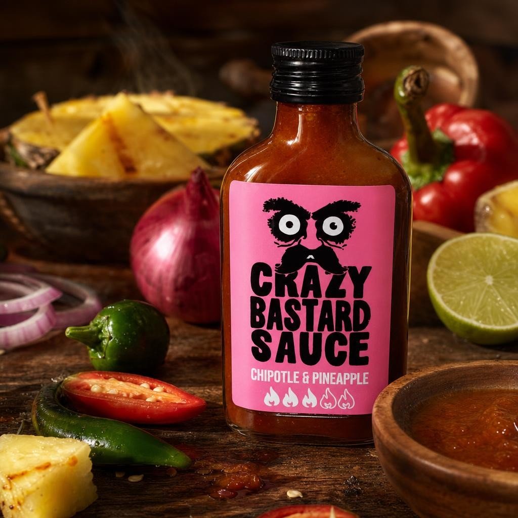 Crazy Bastard Sauce Piquante – Chipotle & Ananas 100ml – Les Épices Curieuses Crazy Bastard Sauce Piquante - Chipotle & Ananas 100ml - Les Épices Curieuses