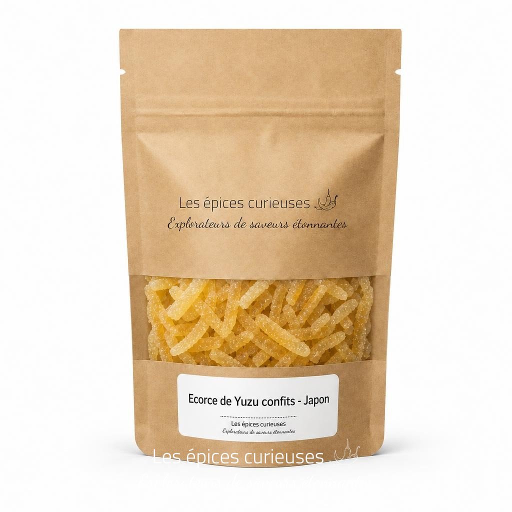 Ecorce de Yuzu confits – Japon – Packaging – Les Épices Curieuses Ecorce de Yuzu confits - Japon - Packaging - Les Épices Curieuses