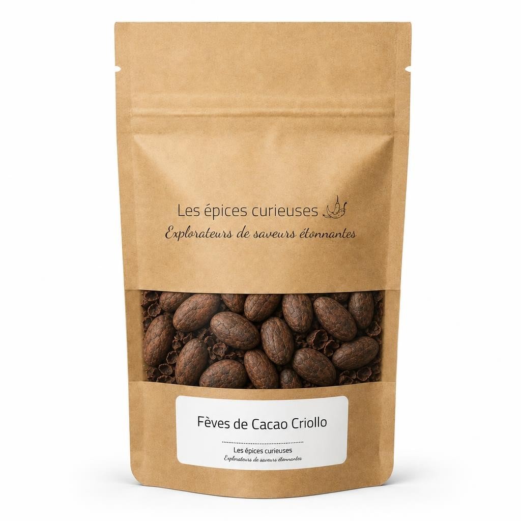 Fèves de Cacao Criollo – Packaging – Les Épices Curieuses Fèves de Cacao Criollo - Packaging - Les Épices Curieuses