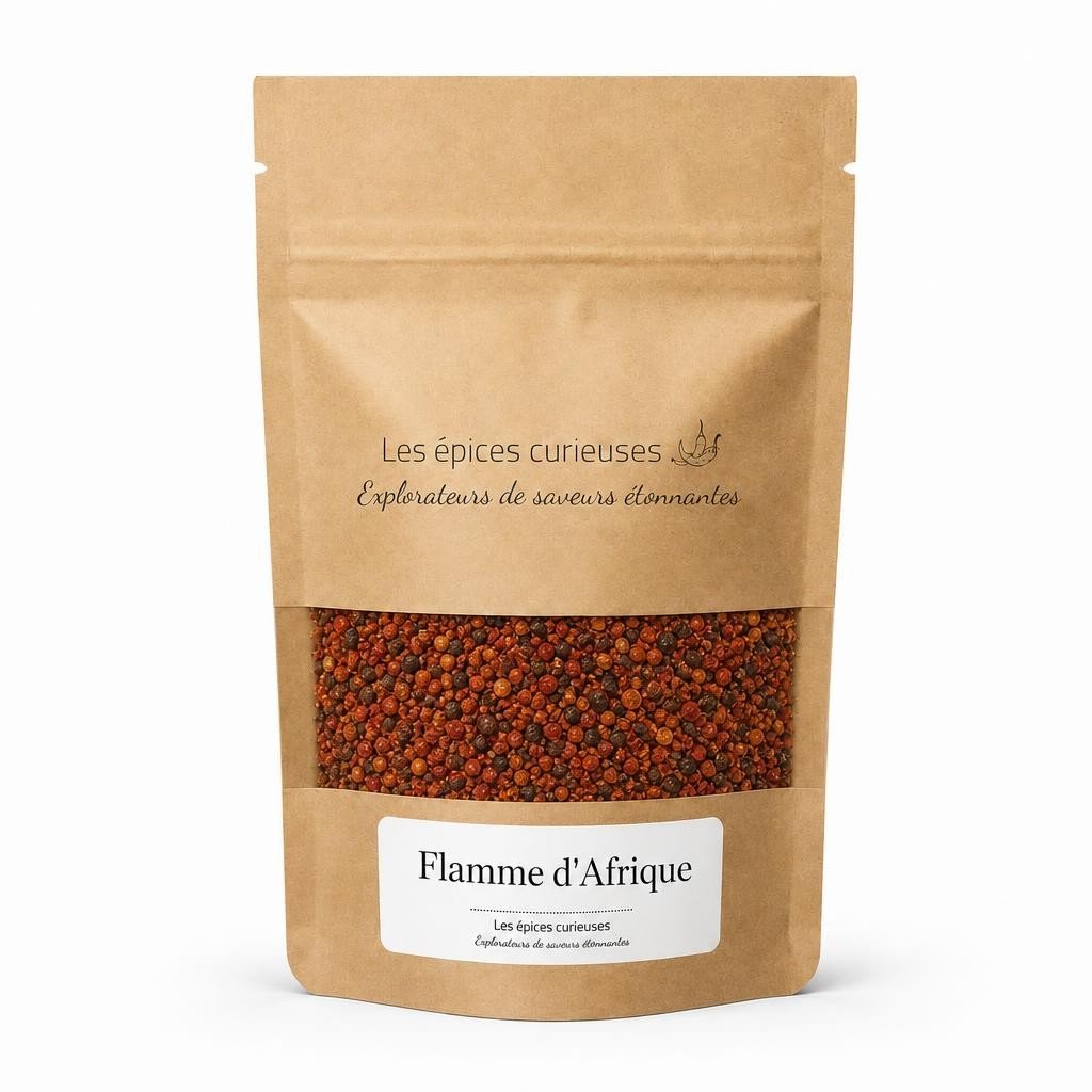 Flamme d’Afrique – Packaging – Les Épices Curieuses Flamme d’Afrique - Packaging - Les Épices Curieuses