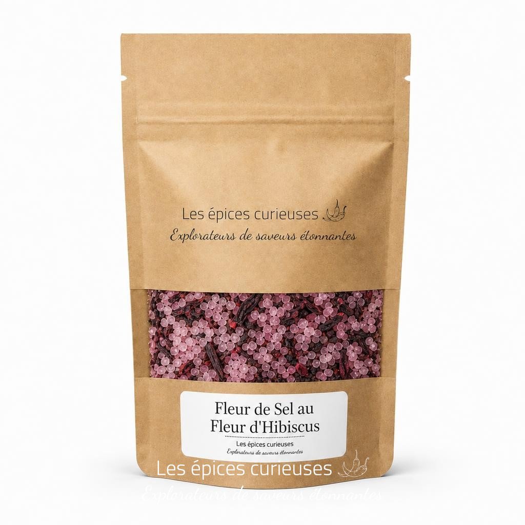 Fleur de Sel au Fleur d’Hibiscus – Packaging – Les Épices Curieuses Fleur de Sel au Fleur d'Hibiscus - Packaging - Les Épices Curieuses