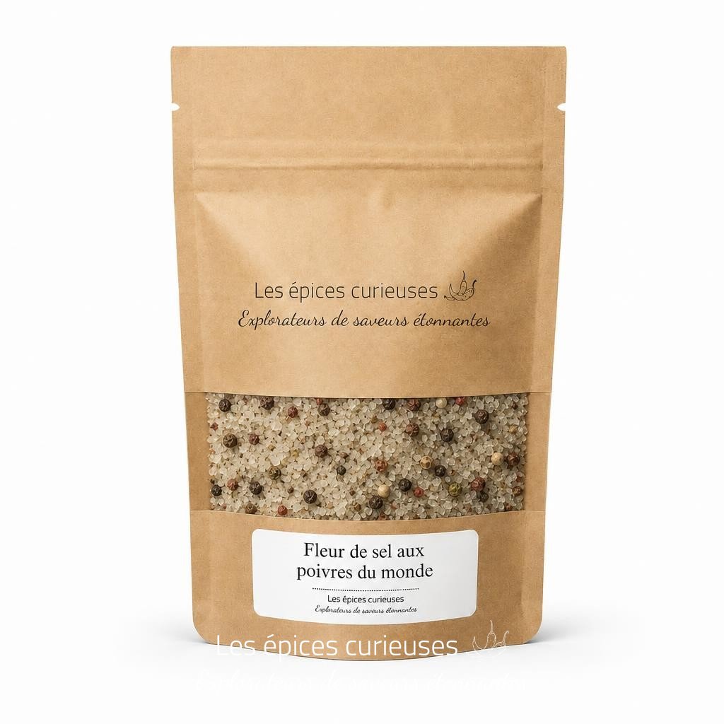 Fleur de sel aux poivres du monde – Packaging – Les Épices Curieuses Fleur de sel aux poivres du monde - Packaging - Les Épices Curieuses