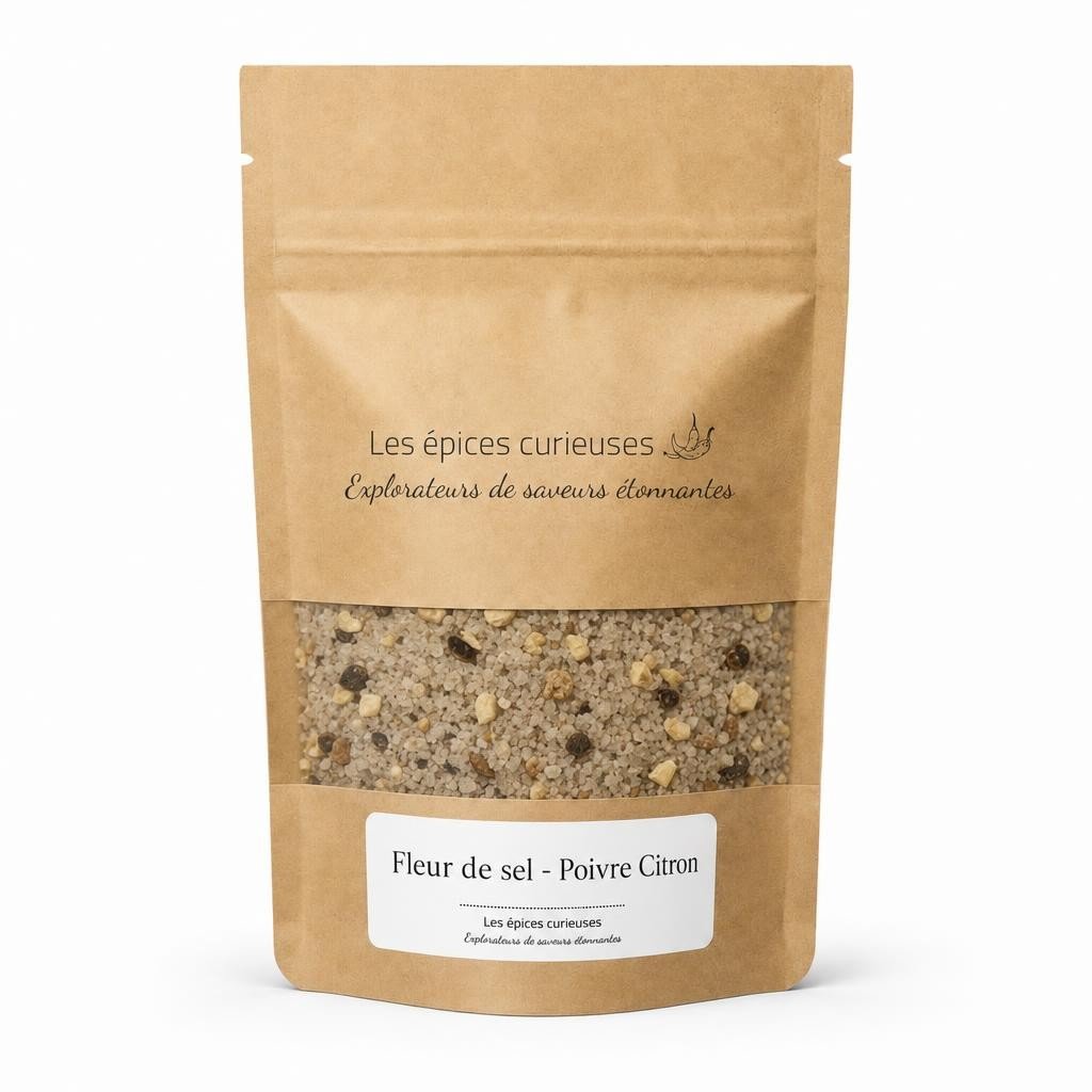 Fleur de sel – Poivre Citron – Packaging – Les Épices Curieuses Fleur de sel - Poivre Citron - Packaging - Les Épices Curieuses