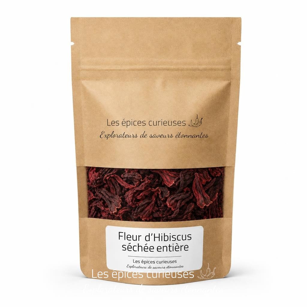 Fleur d’Hibiscus séchée entière – Packaging – Les Épices Curieuses Fleur d'Hibiscus séchée entière - Packaging - Les Épices Curieuses