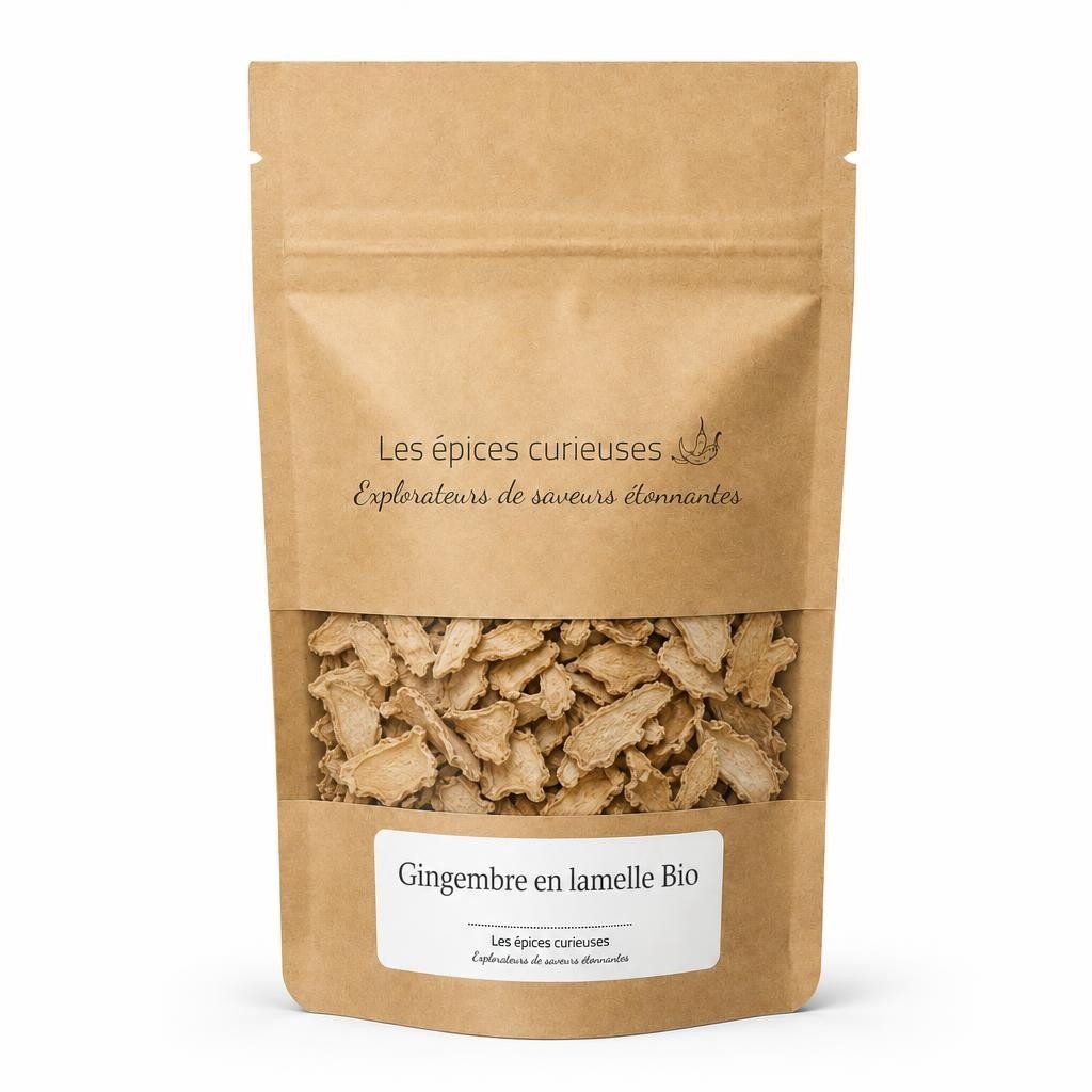 Gingembre en lamelle Bio – Packaging – Les Épices Curieuses Gingembre en lamelle Bio - Packaging - Les Épices Curieuses