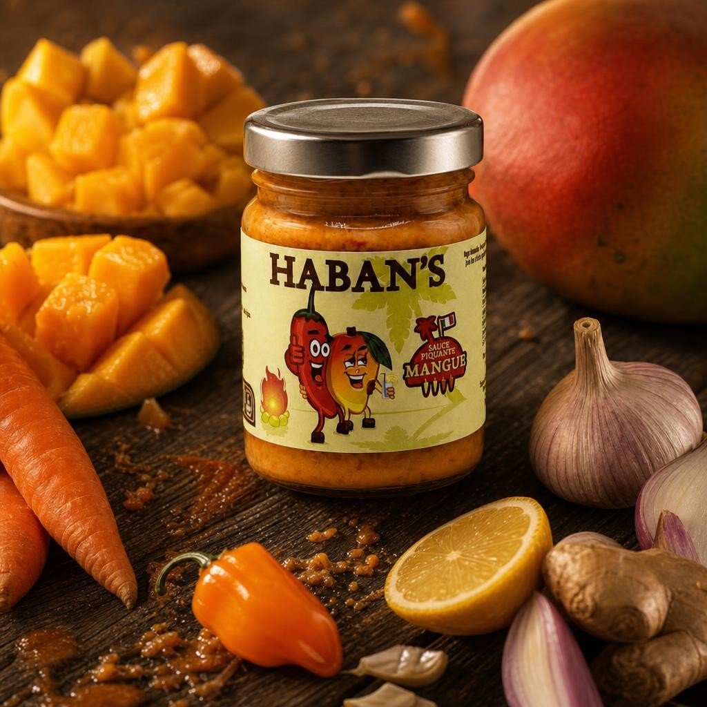Haban’s – Sauce saveur mangue – Pot de 90G – Les Épices Curieuses Haban's - Sauce saveur mangue - Pot de 90G - Les Épices Curieuses