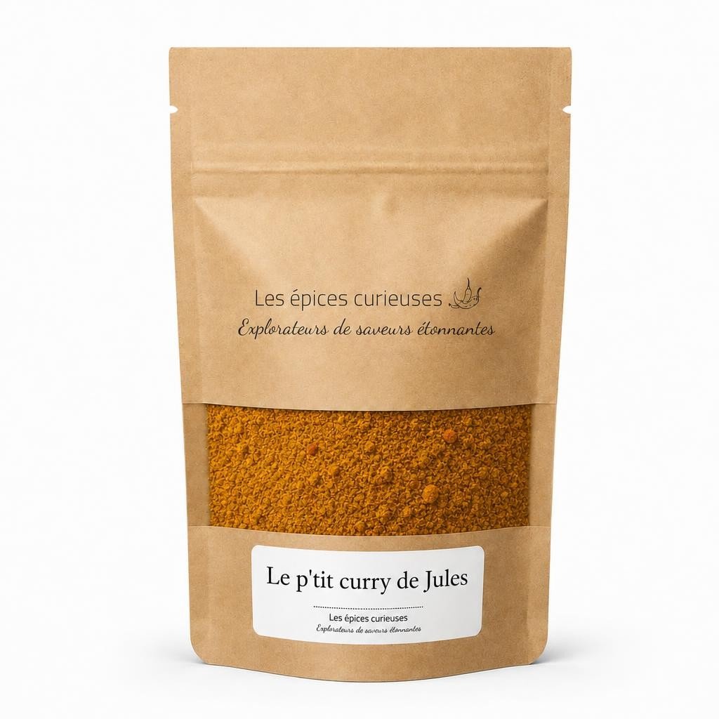 Le p’tit curry de Jules – Packaging – Les Épices Curieuses Le p'tit curry de Jules - Packaging - Les Épices Curieuses