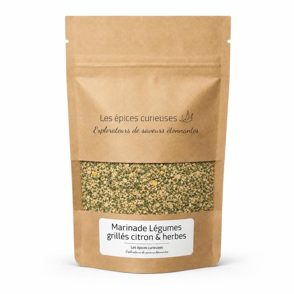 Marinade Légumes grillés citron & herbes – Packaging – Les Épices Curieuses Marinade Légumes grillés citron & herbes - Packaging - Les Épices Curieuses