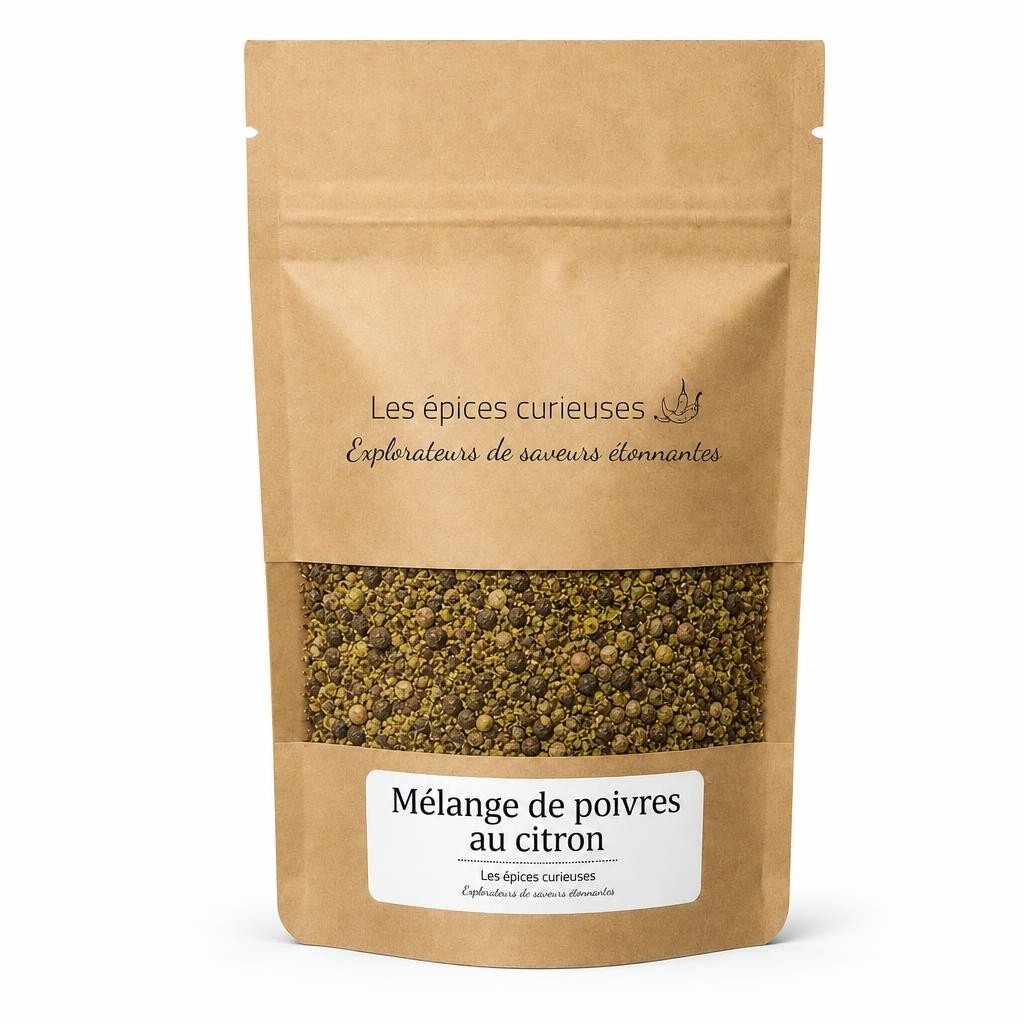Mélange de poivres au citron – Packaging – Les Épices Curieuses Mélange de poivres au citron - Packaging - Les Épices Curieuses