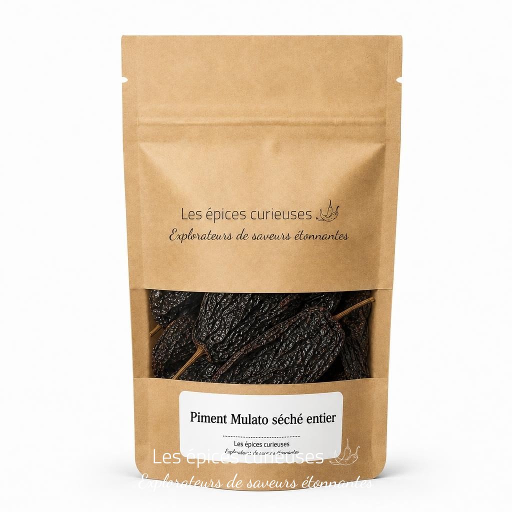 Piment Mulato séché entier – Packaging – Les Épices Curieuses Piment Mulato séché entier - Packaging - Les Épices Curieuses