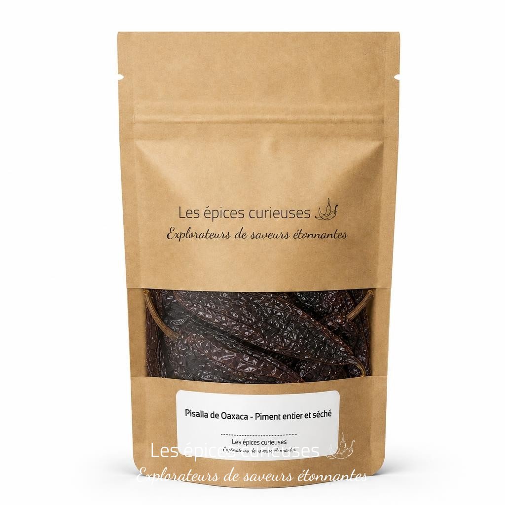 Pisalla de Oaxaca – Piment entier et séché – Packaging – Les Épices Curieuses Pisalla de Oaxaca - Piment entier et séché - Packaging - Les Épices Curieuses