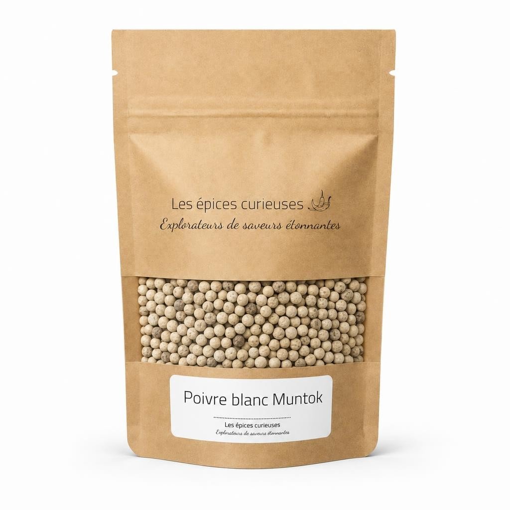 Poivre blanc Muntok – Packaging – Les Épices Curieuses Poivre blanc Muntok - Packaging - Les Épices Curieuses