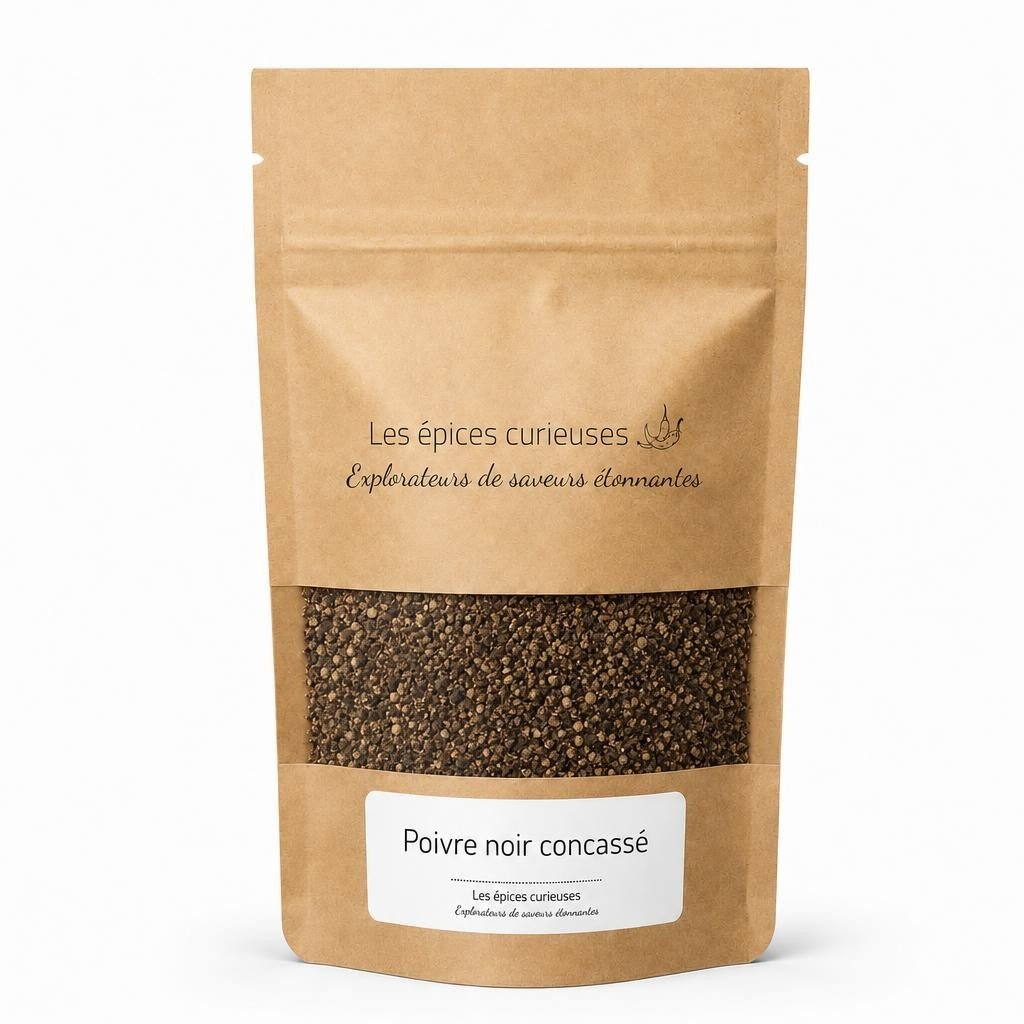 Poivre noir concassé – Packaging – Les Épices Curieuses Poivre noir concassé - Packaging - Les Épices Curieuses