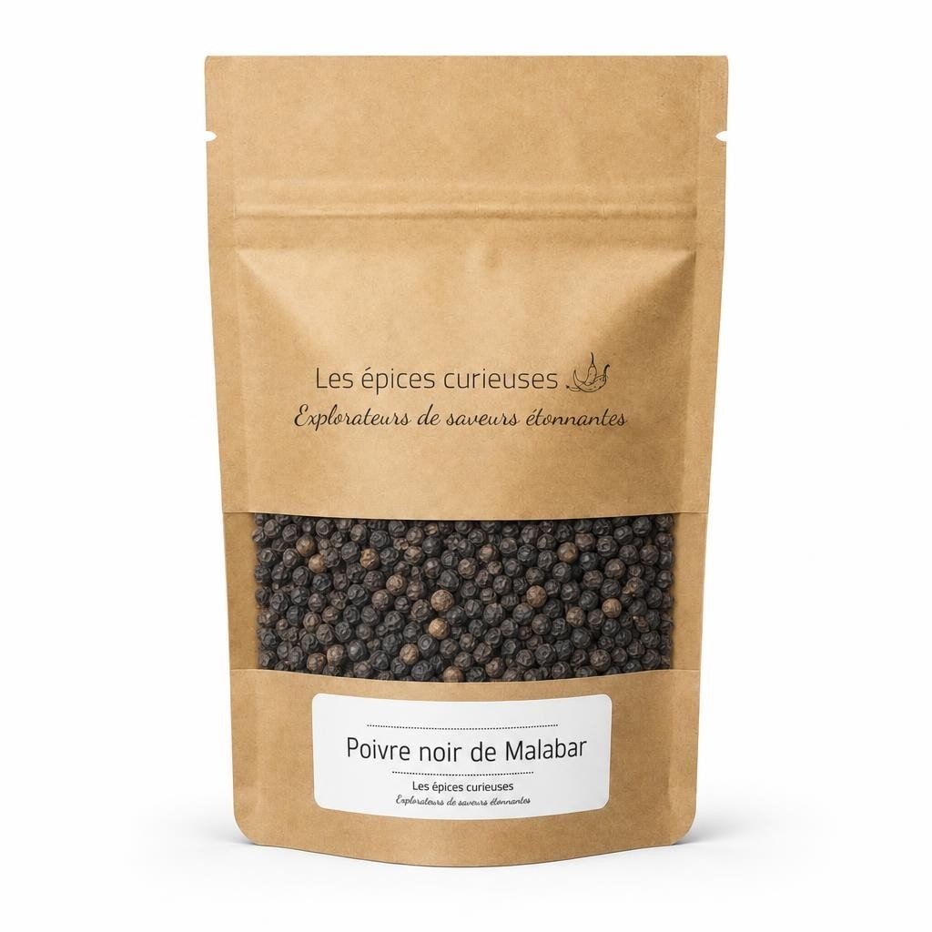 Poivre noir de Malabar – Packaging – Les Épices Curieuses Poivre noir de Malabar - Packaging - Les Épices Curieuses