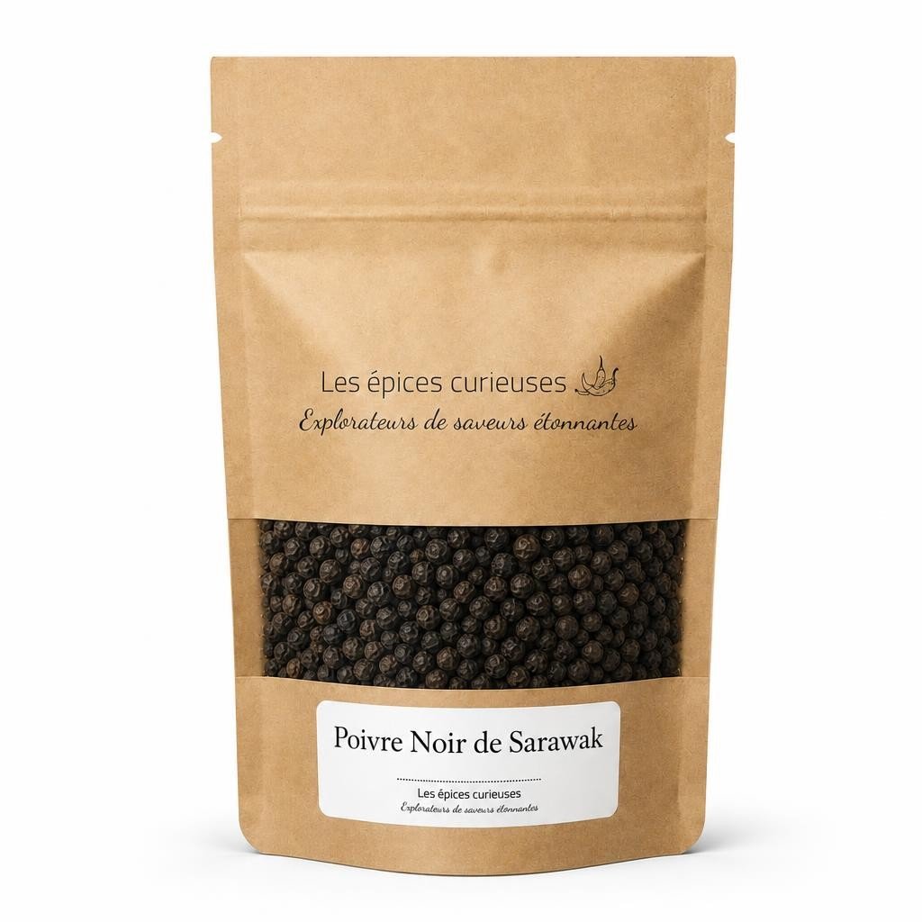 Poivre Noir de Sarawak – Packaging – Les Épices Curieuses Poivre Noir de Sarawak - Packaging - Les Épices Curieuses