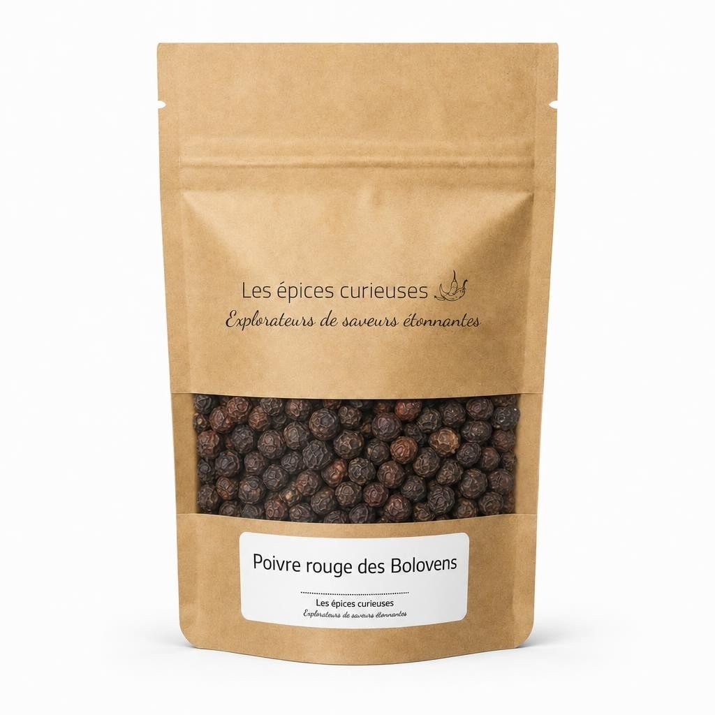 Poivre rouge des Bolovens – Packaging – Les Épices Curieuses Poivre rouge des Bolovens - Packaging - Les Épices Curieuses