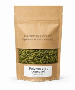 Poivron vert concassé - Packaging - Les Épices Curieuses