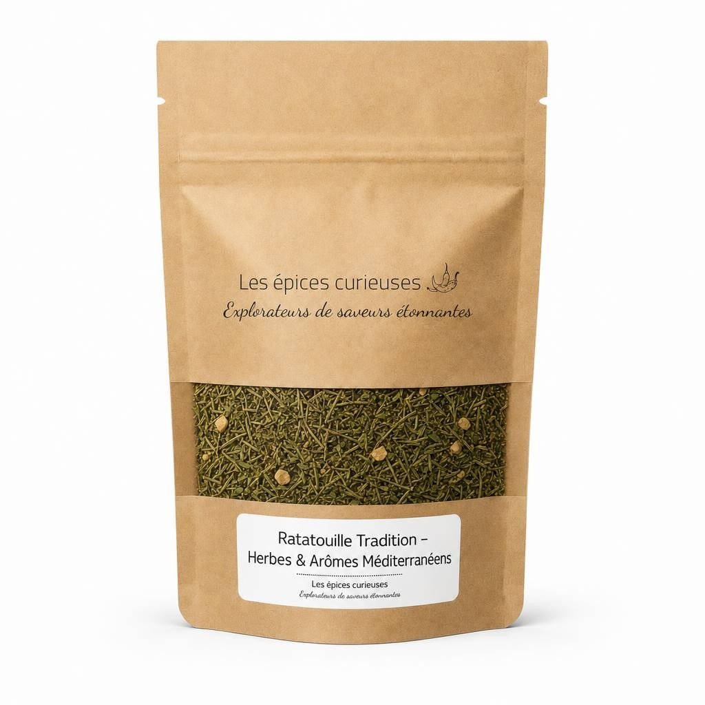 Ratatouille Tradition – Herbes & Arômes Méditerranéens – Packaging – Les Épices Curieuses Ratatouille Tradition – Herbes & Arômes Méditerranéens - Packaging - Les Épices Curieuses