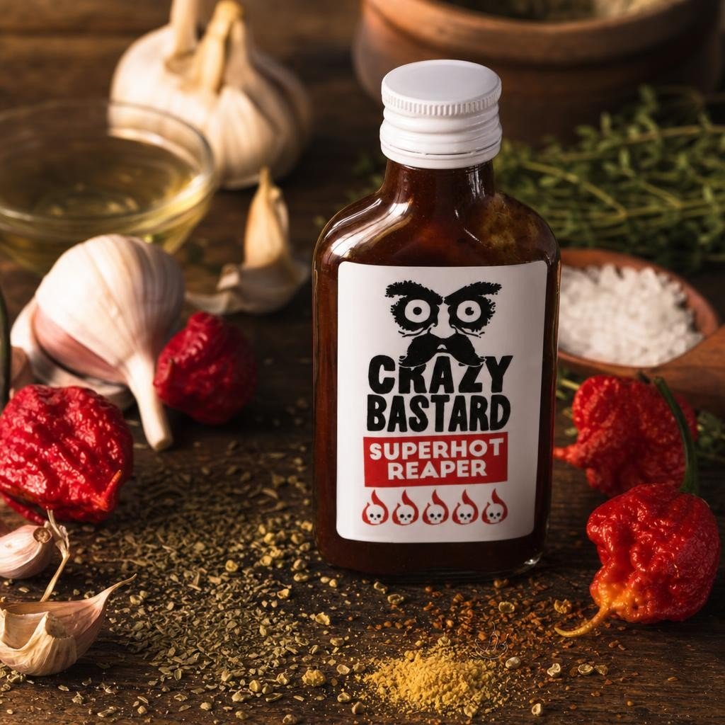 Sauce Crazy Bastard Superhot Reaper 100ml – Les Épices Curieuses Sauce Crazy Bastard Superhot Reaper 100ml - Les Épices Curieuses