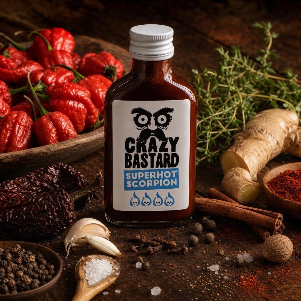 Sauce Piquante Crazy Bastard – Superhot Scorpion 100ml – Les Épices Curieuses Sauce Piquante Crazy Bastard - Superhot Scorpion 100ml - Les Épices Curieuses